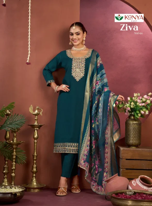 Beautiful Kanya Ziva Vol 1 Vertican Embroidered Kurti With Bottom Dupatta Wholesale 2026