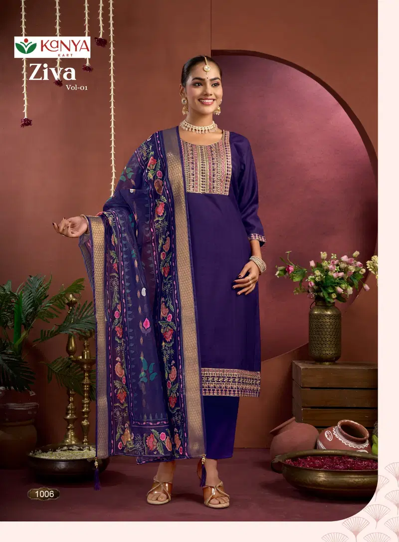 Beautiful Kanya Ziva Vol 1 Vertican Embroidered Kurti With Bottom Dupatta Wholesale 2026