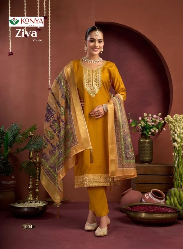 Beautiful Kanya Ziva Vol 1 Vertican Embroidered Kurti With Bottom Dupatta Wholesale 2026