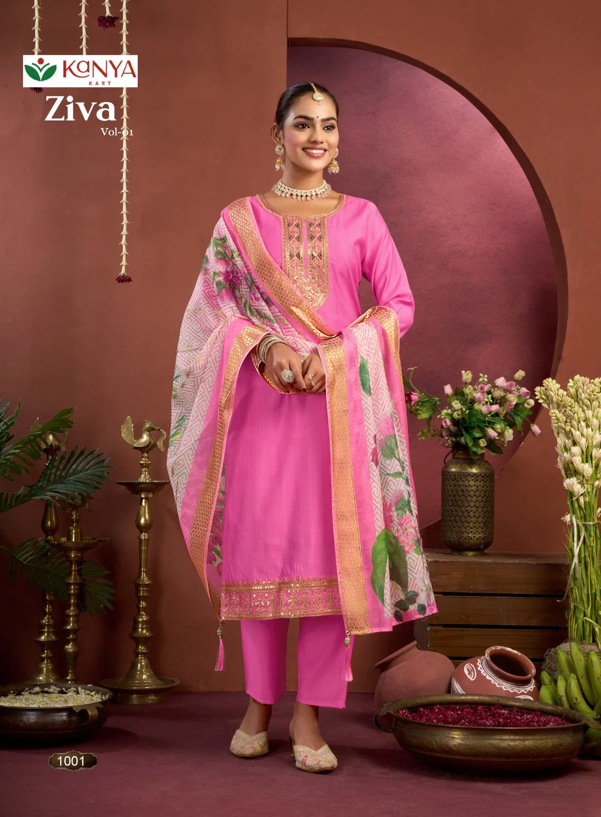 Beautiful Kanya Ziva Vol 1 Vertican Embroidered Kurti With Bottom Dupatta Wholesale 2026