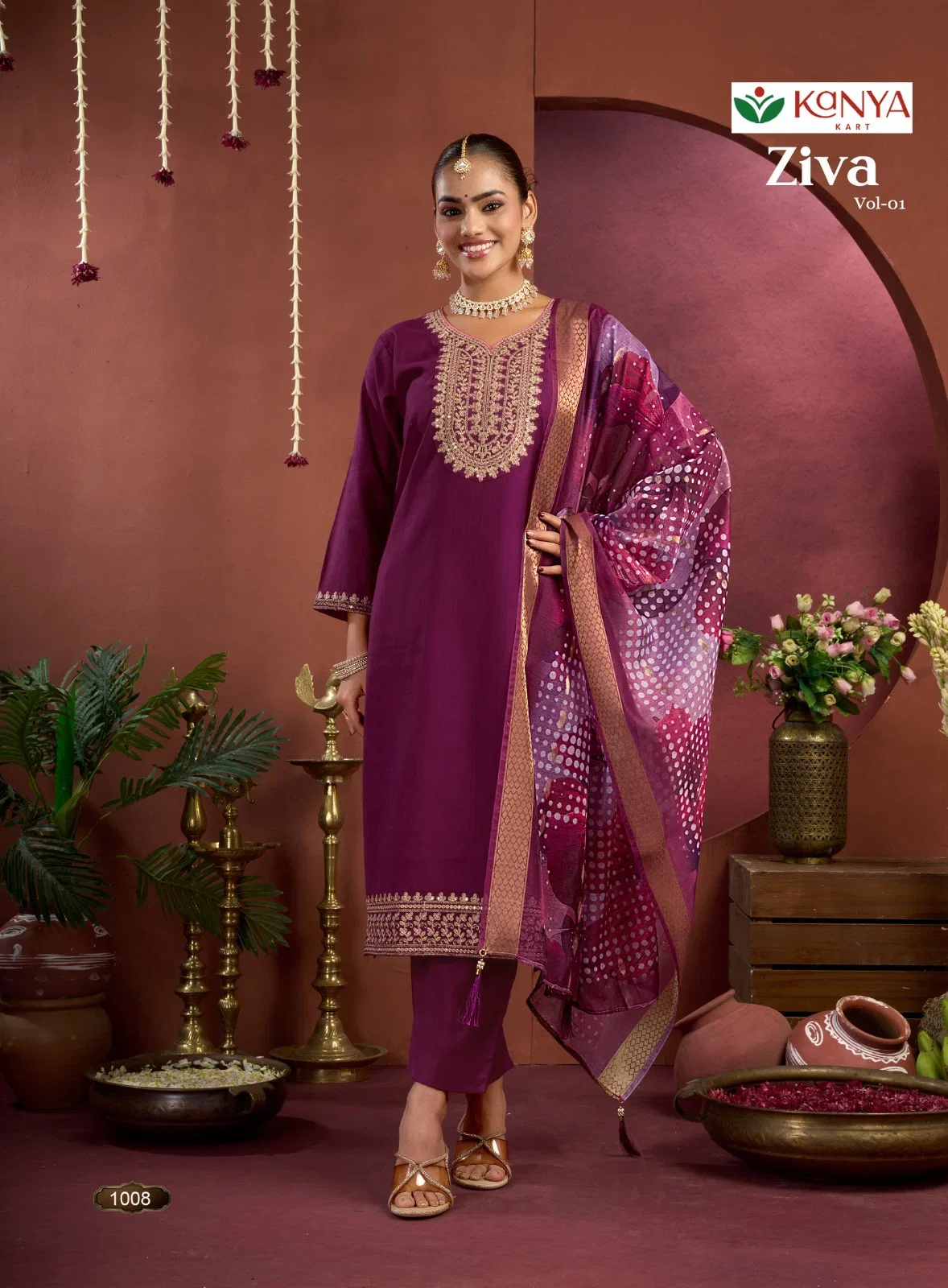 Beautiful Kanya Ziva Vol 1 Vertican Embroidered Kurti With Bottom Dupatta Wholesale 2026