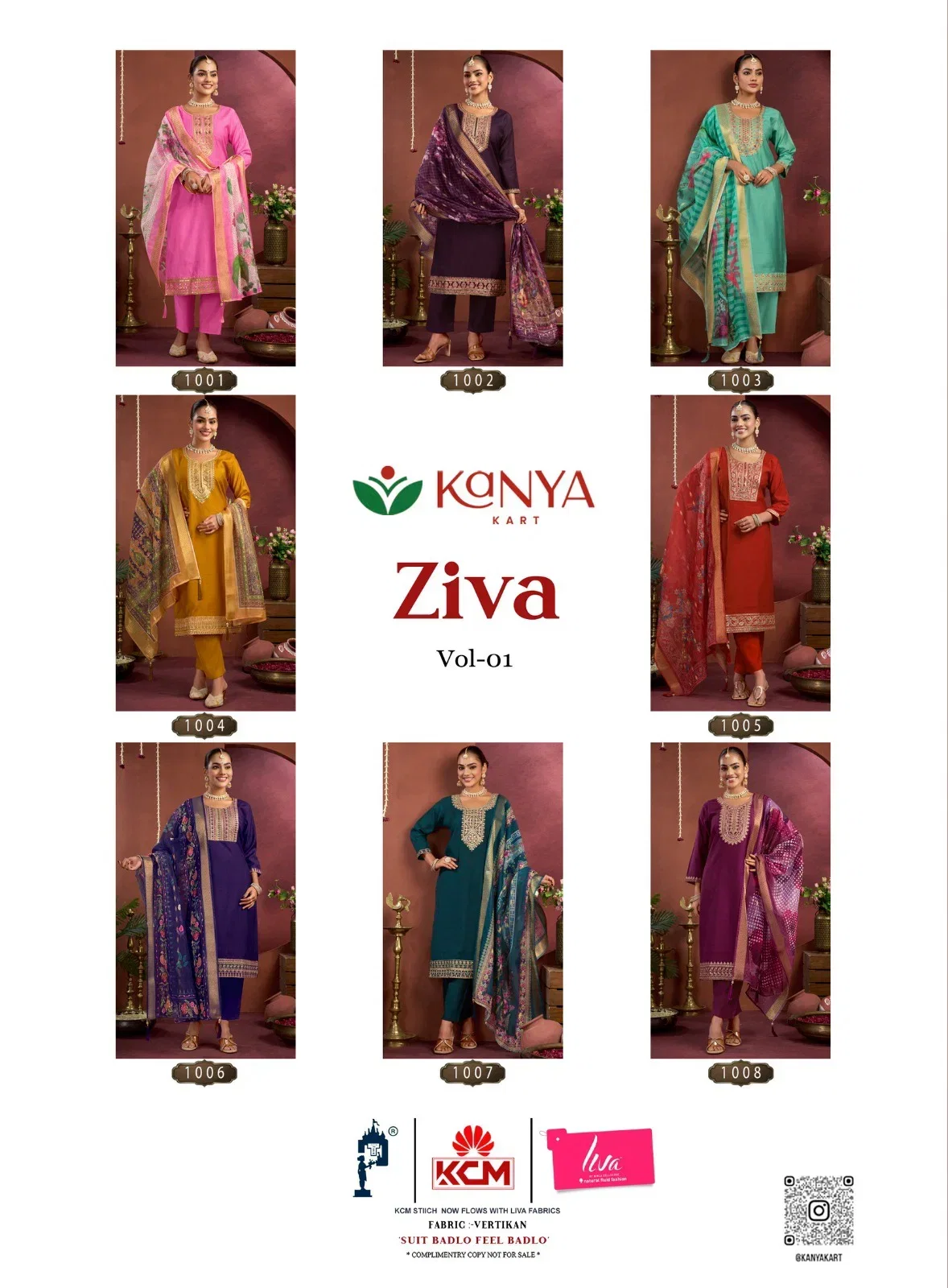 Beautiful Kanya Ziva Vol 1 Vertican Embroidered Kurti With Bottom Dupatta Wholesale 2026