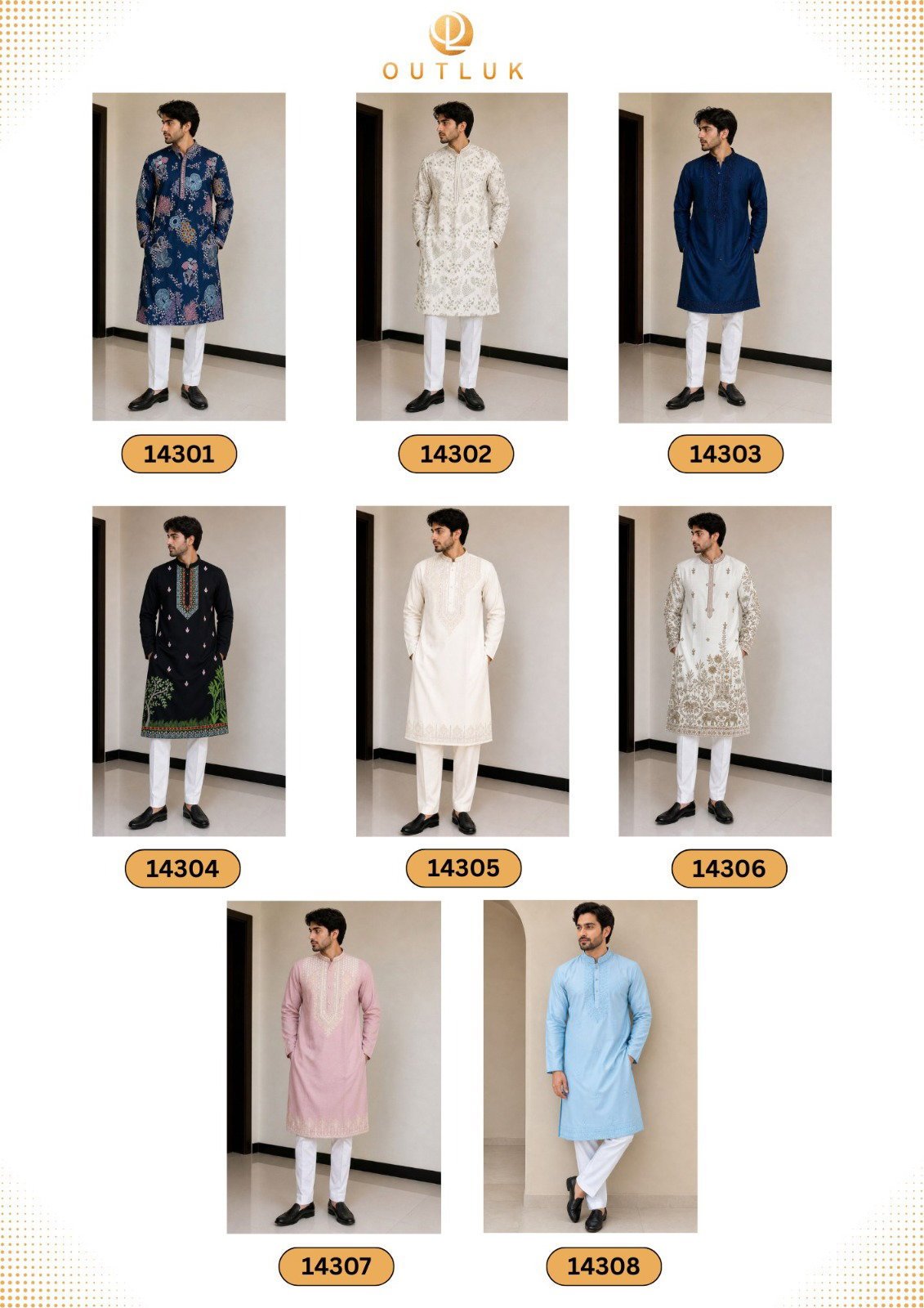 Launching Outluk Vol 143 Linen Satin Embroidered Kurta Pajama Collection Wholesale 2026