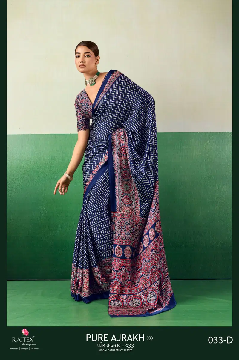 Buy Rajtex Pure Ajrakh 033 Modal Satin Ajrakh Printed Saree Collection Wholesale 2026