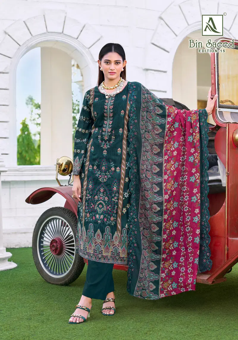 Buy Alok Bin Saeed Edition 15 Cambric Cotton Embroidered Dress Material Wholesale 2026