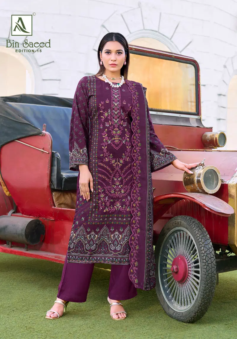 Buy Alok Bin Saeed Edition 15 Cambric Cotton Embroidered Dress Material Wholesale 2026