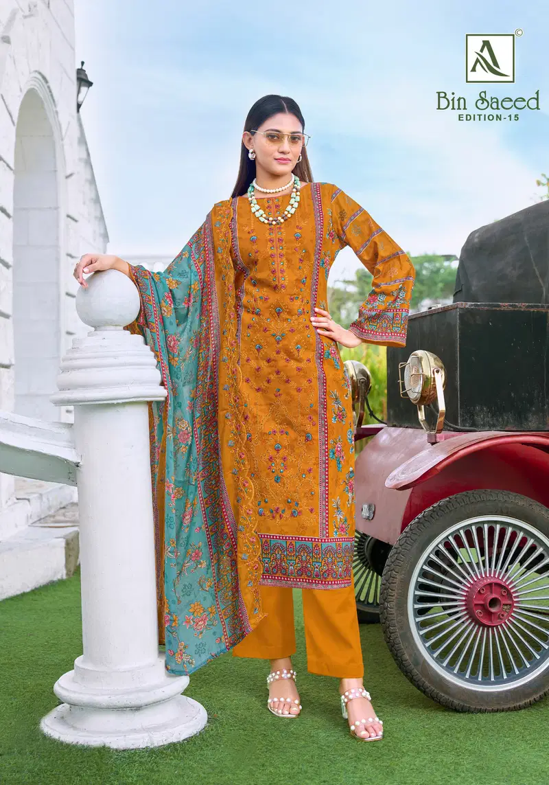 Buy Alok Bin Saeed Edition 15 Cambric Cotton Embroidered Dress Material Wholesale 2026