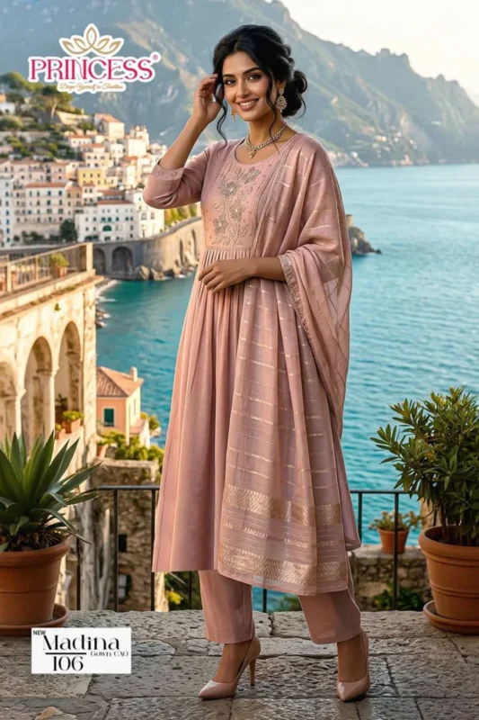 Launching Princess New Madina Roman Silk Embroidered Kurti Set Collection Wholesale 2026