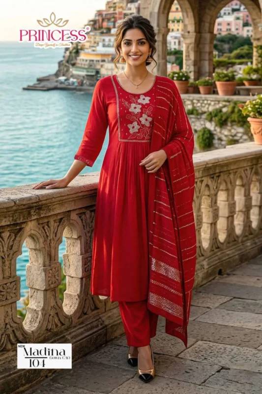 Launching Princess New Madina Roman Silk Embroidered Kurti Set Collection Wholesale 2026
