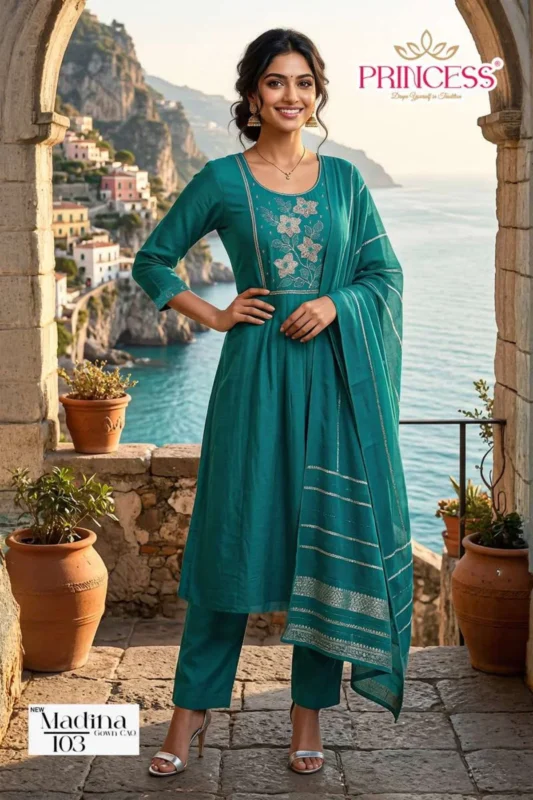 Launching Princess New Madina Roman Silk Embroidered Kurti Set Collection Wholesale 2026