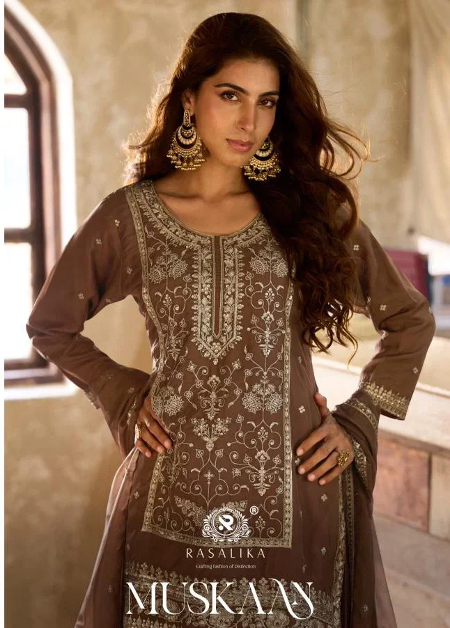 Rasalika Muskaan Viscose Organza Embroidered Salwar Kameez Collection Wholesale