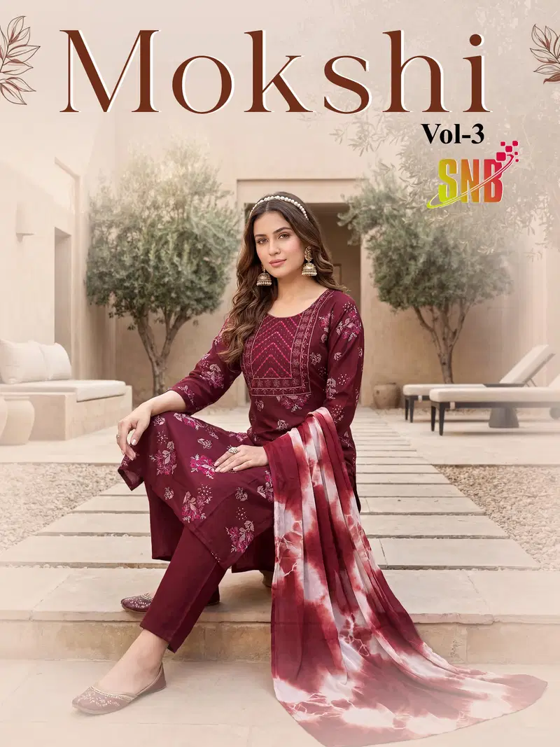 Mokshi Vol 3 Vertican Silk Print Straight Cut Kurti Set Collection Wholesale