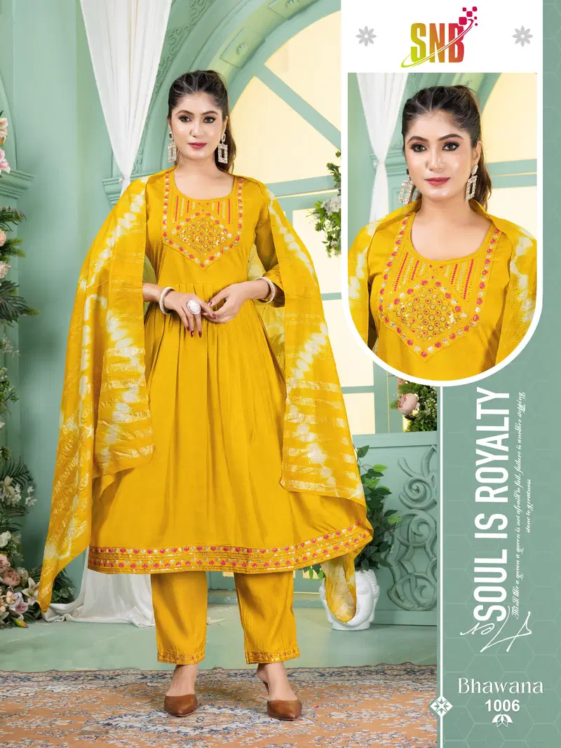 Stylish Bhawana Vol 1 Vertican Silk Embroidered Kurti With Bottom Dupatta Wholesale 2026