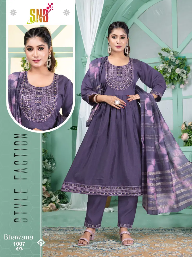 Stylish Bhawana Vol 1 Vertican Silk Embroidered Kurti With Bottom Dupatta Wholesale 2026