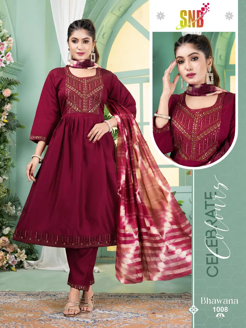 Stylish Bhawana Vol 1 Vertican Silk Embroidered Kurti With Bottom Dupatta Wholesale 2026