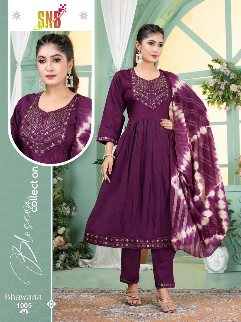 Stylish Bhawana Vol 1 Vertican Silk Embroidered Kurti With Bottom Dupatta Wholesale 2026