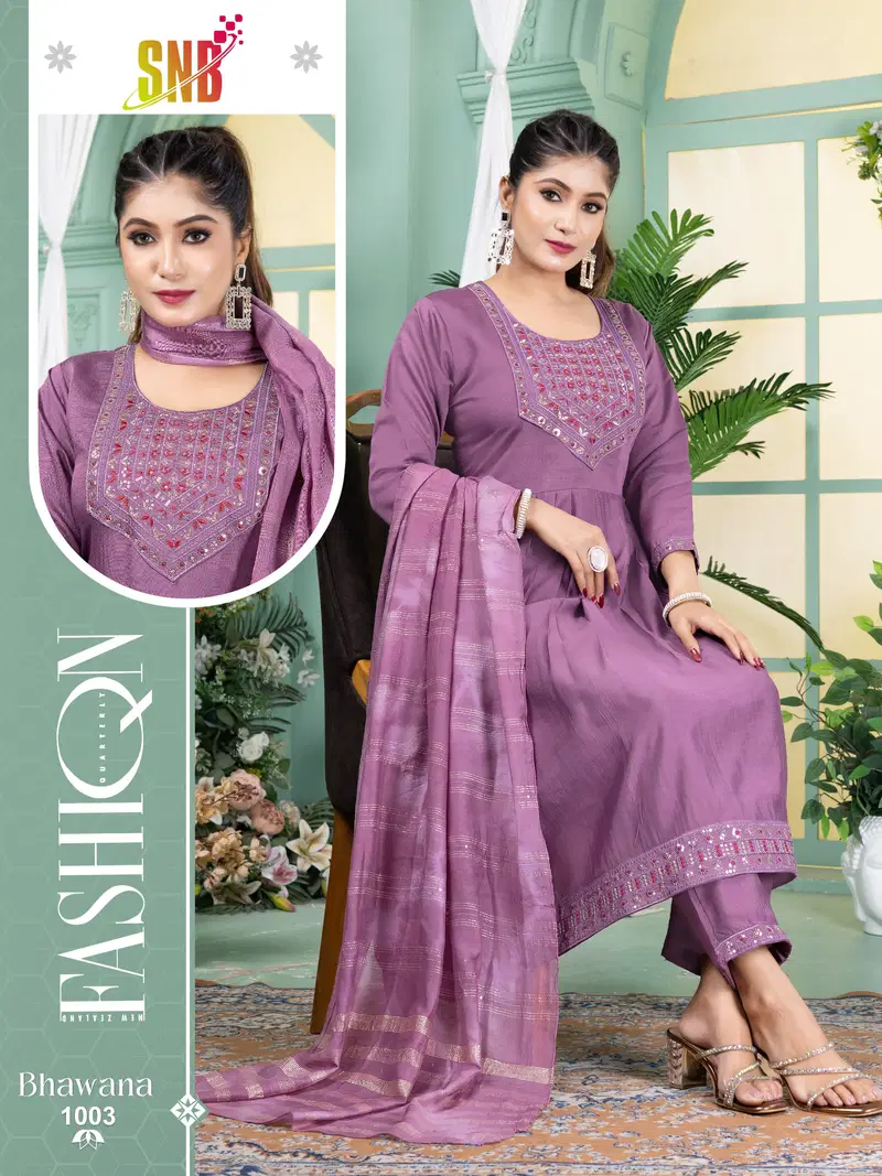Stylish Bhawana Vol 1 Vertican Silk Embroidered Kurti With Bottom Dupatta Wholesale 2026
