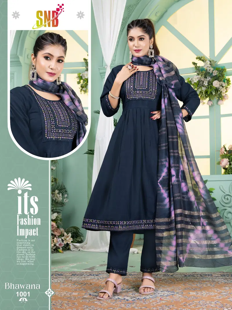 Stylish Bhawana Vol 1 Vertican Silk Embroidered Kurti With Bottom Dupatta Wholesale 2026