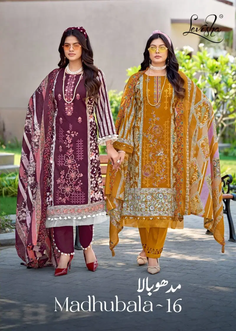 Levisha Madhubala Vol 16 Cambric Lawn Cotton Embroidered Dress Material Wholesale