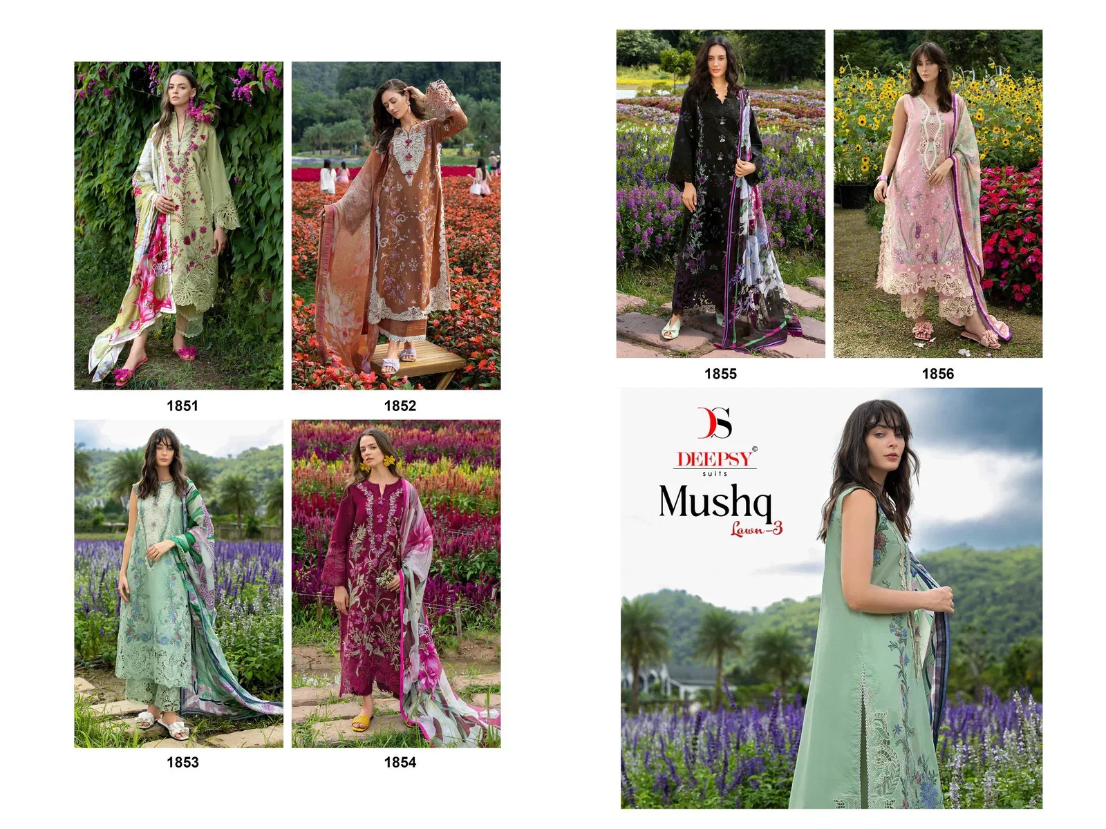 Deepsy Mushq Vol 3 Lawn Cotton Dupatta Cotton Embroidered Salwar Kameez Wholesale