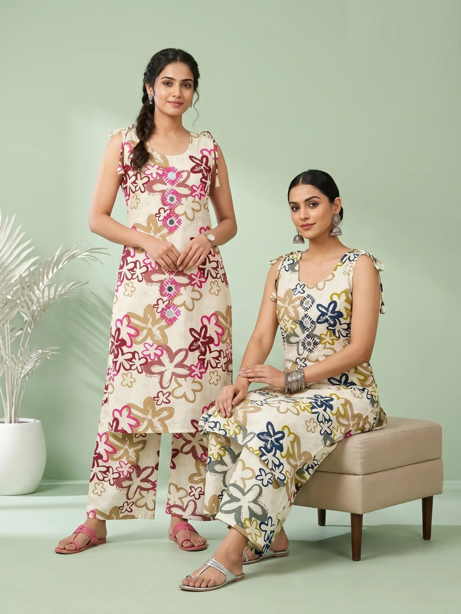 Naisha K 959 Vertican Discharge Printed Kurti With Bottom Wholesale