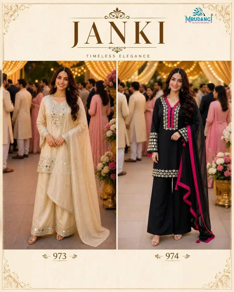 Latest Mrudangi Janki Premium Silk Hand Mirror Worked Salwar Kameez Collection Wholesale 2026