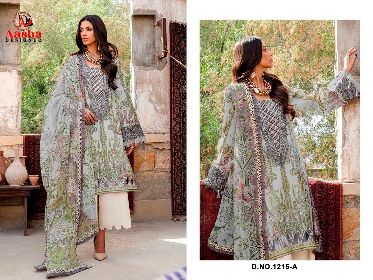 Buy Aasha 1215 A And B Chiffon Dupatta Cotton Printed Patch Embroidery Salwar Kameez Wholesale 2026