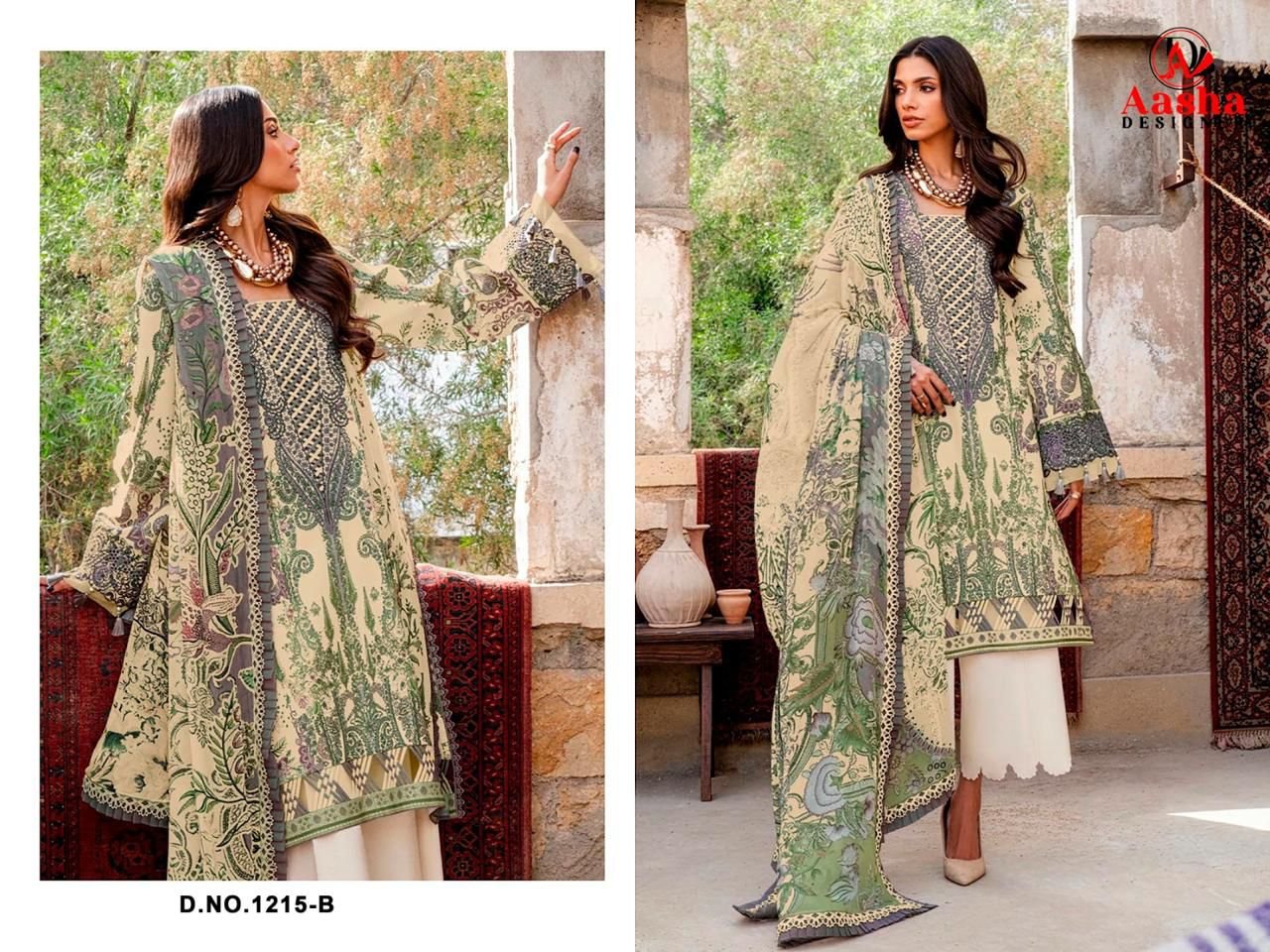 Buy Aasha 1215 A And B Chiffon Dupatta Cotton Printed Patch Embroidery Salwar Kameez Wholesale 2026