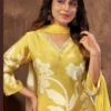 Moksh Kaashvi D No 9012 Chanderi Hand Worked Kurti With Bottom Dupatta Wholesale