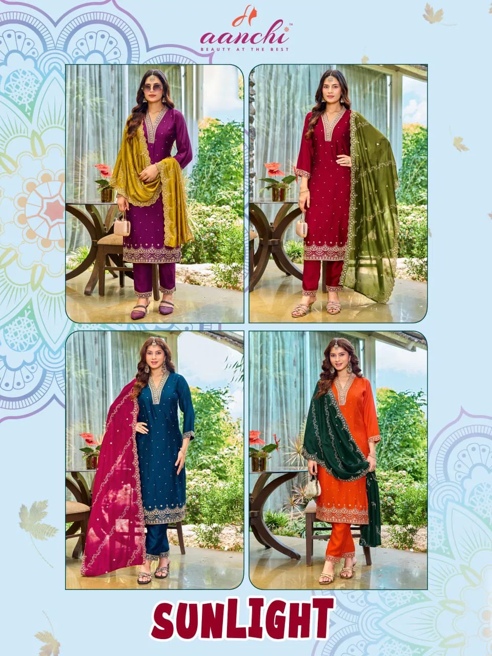 Stylish Aanchi Sunlight Vichitra Silk Embroidered Kurti With Bottom Dupatta Wholesale 2026