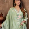Moksh Kaashvi D No 9014 Chanderi Hand Worked Kurti With Bottom Dupatta Wholesale