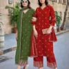 Wooglee Kalavati Rayon Thread Worked Kurti With Bottom Dupatta Wholesale