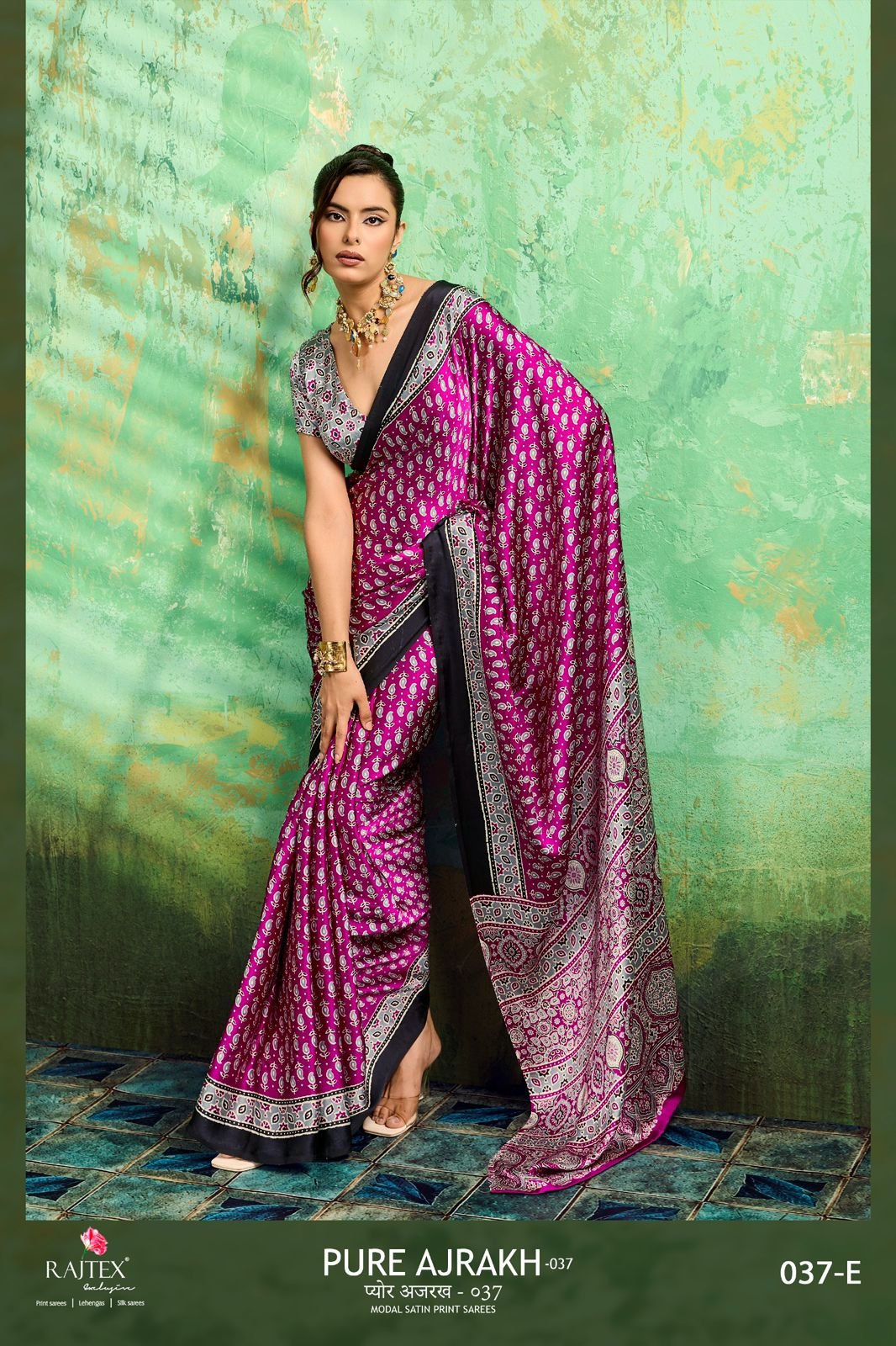 Rajtex Pure Ajrakh 039 Modal Satin Printed Saree Wholesale