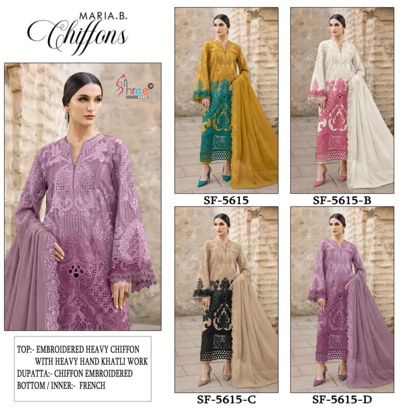 Stylish Shree Sf 5615 A To D Chiffon Embroidered Salwar Kameez Wholesale 2026