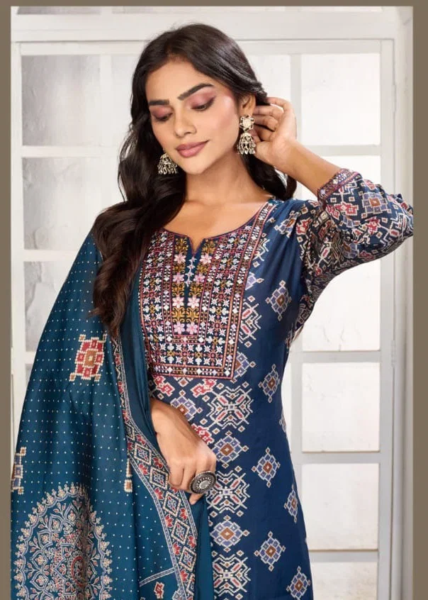 Moksh Gori D No 1434 Chanderi Embroidered Kurti Set Collection Wholesale