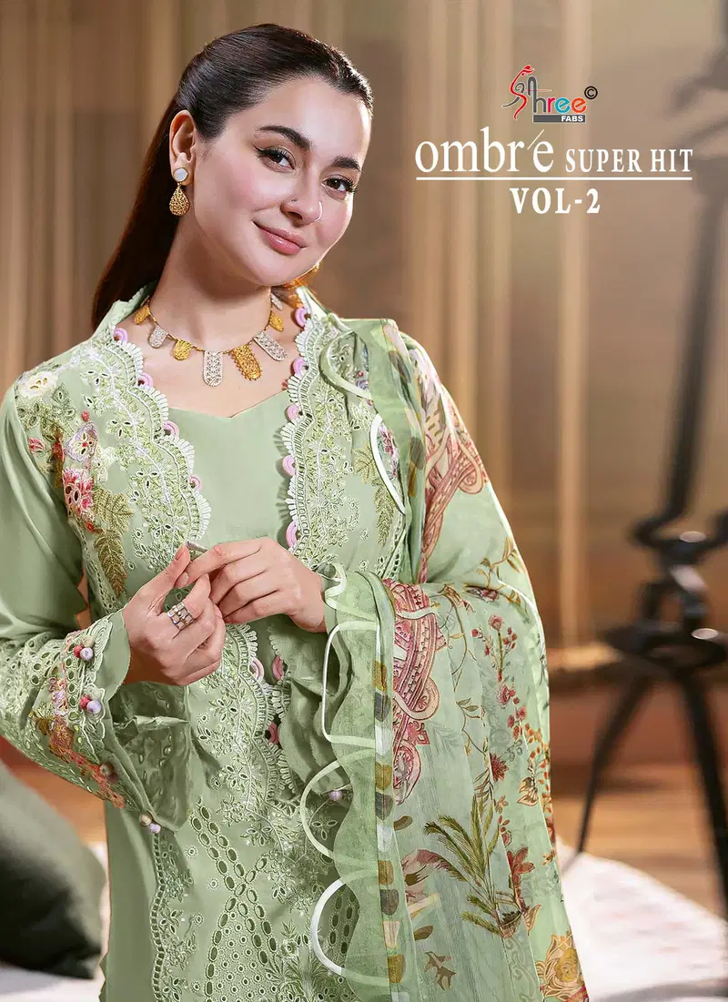Shree Ombre Super Hit Vol 2 Cotton Dupatta Cotton Embroidered Salwar Kameez Wholesale