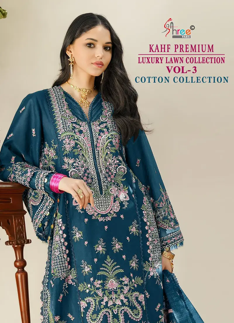 Shree Kahf Luxury Lawn Collection Vol 3 Cotton Dupatta Cotton Salwar Suit Collection Wholesale