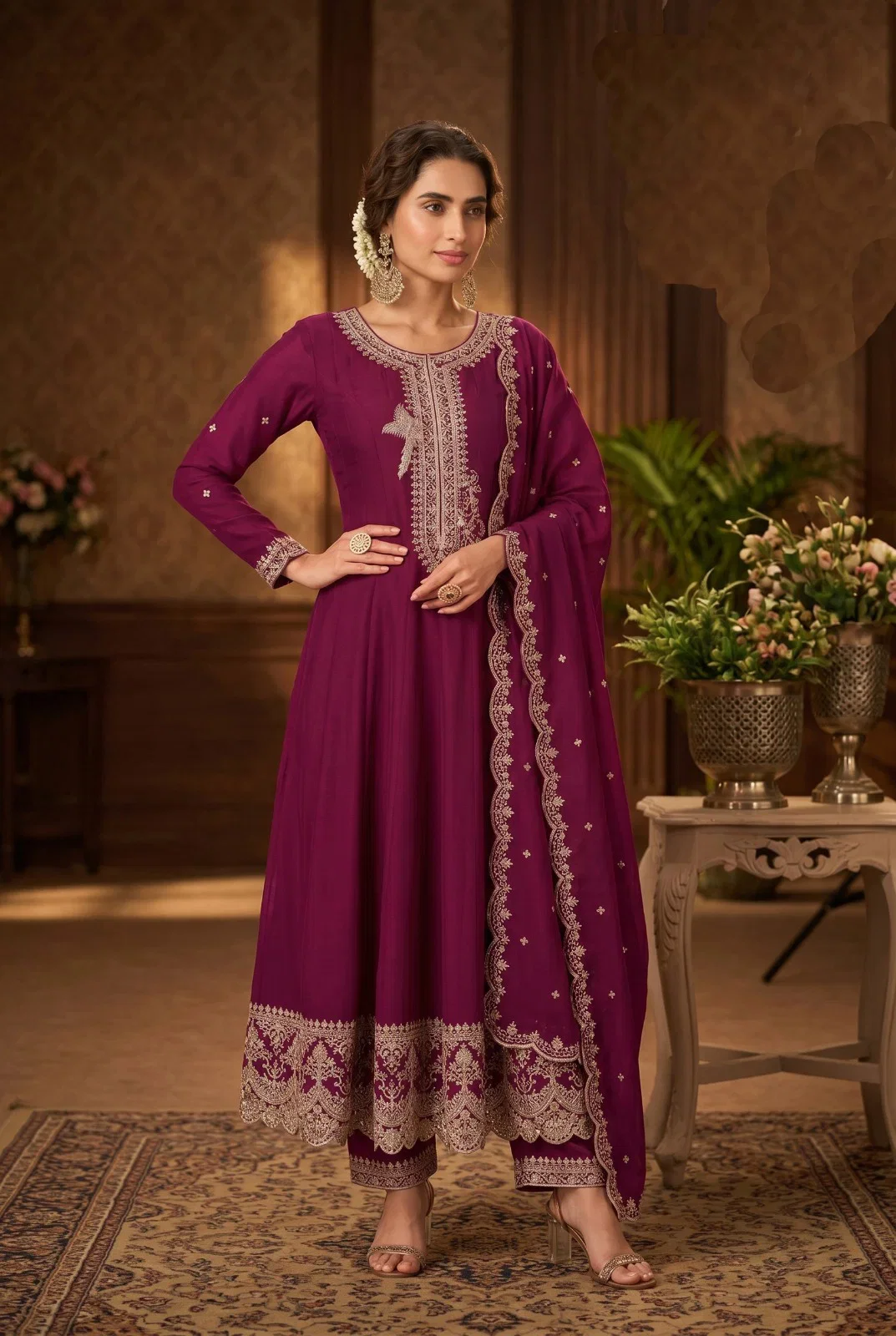 Stylish Roohaa Vol 20 Silk Embroidered Gown With Bottom Dupatta Wholesale 2026