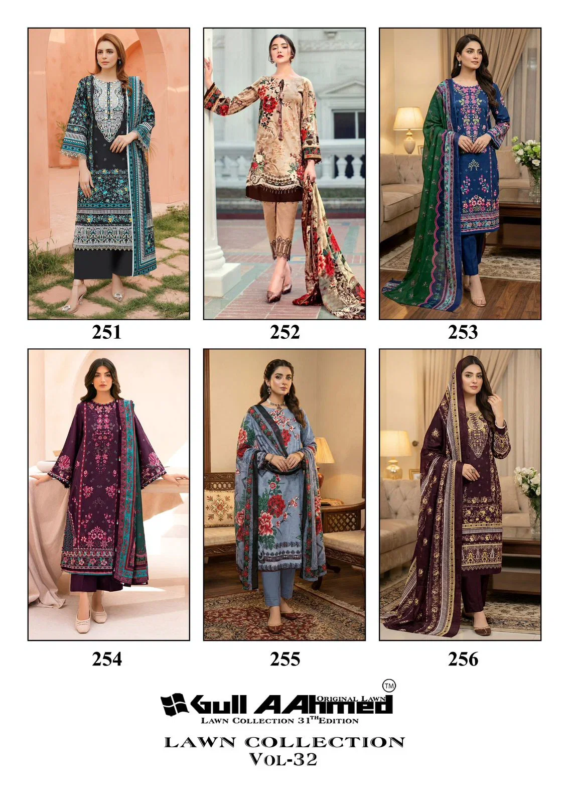 Gull A Ahmed Lawn Collection Vol 32 Cotton Karachi Dress Material Wholesale