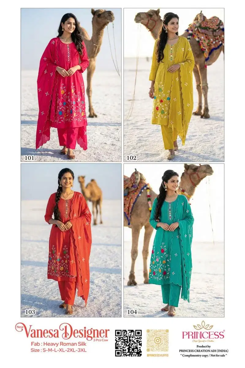 Launching Princess Vanesa Designer Roman Silk Kurti Set Collection Wholesale 2026