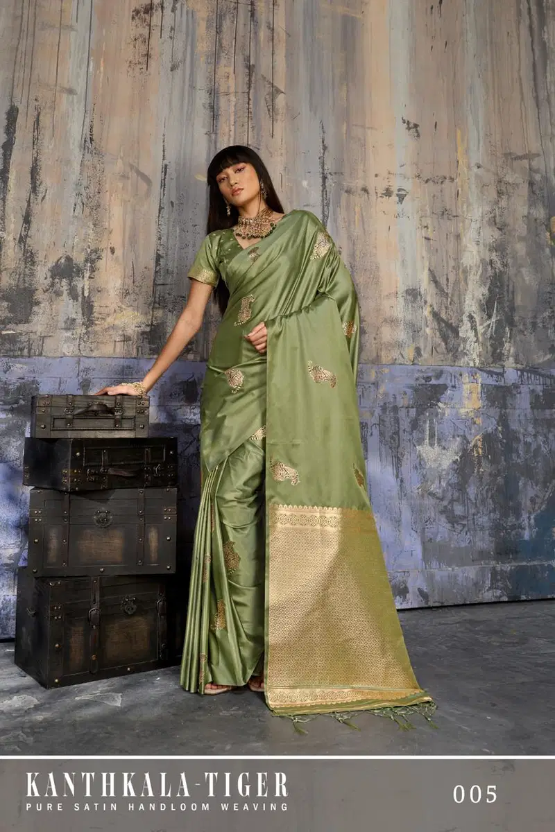 Rajtex Kanthkala Tiger Satin Handloom Weaving Silk Saree Collection Wholesale