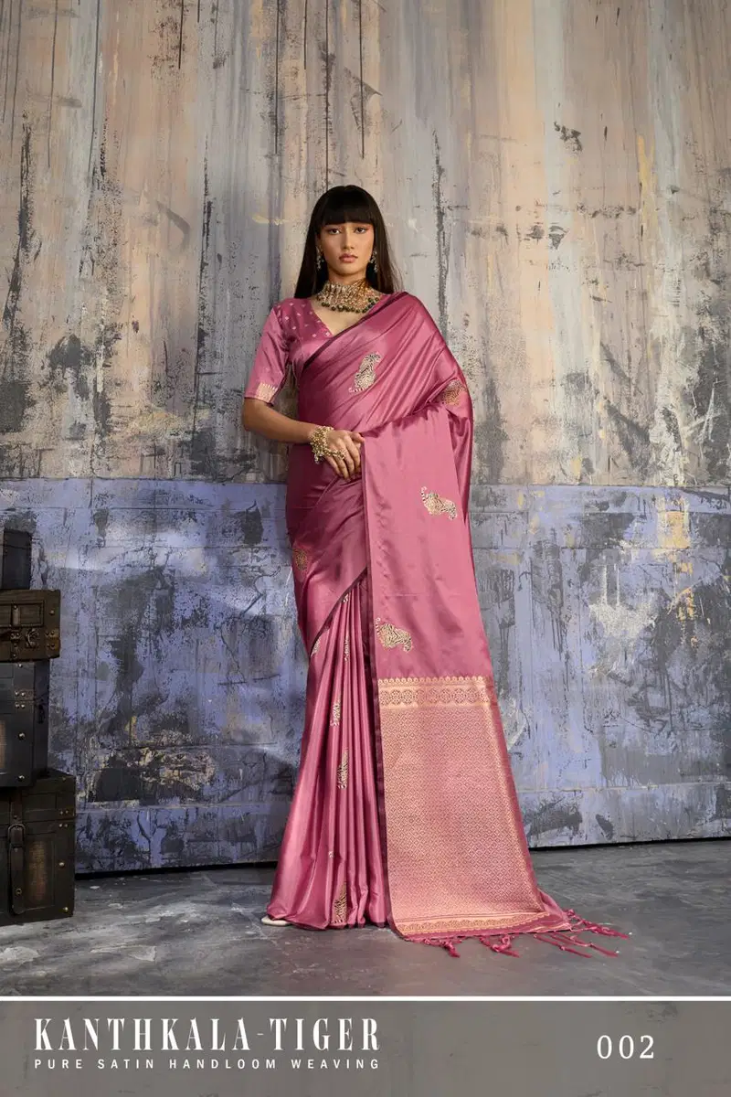 Rajtex Kanthkala Tiger Satin Handloom Weaving Silk Saree Collection Wholesale