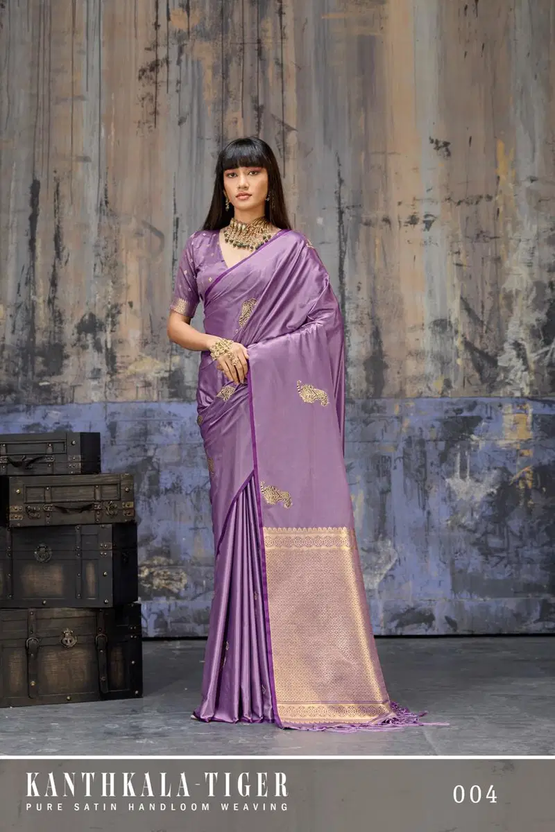 Rajtex Kanthkala Tiger Satin Handloom Weaving Silk Saree Collection Wholesale