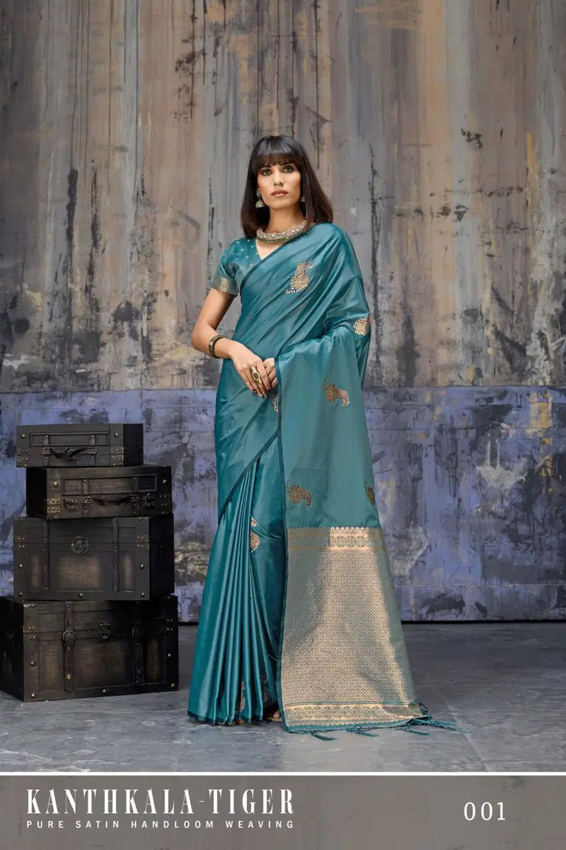 Rajtex Kanthkala Tiger Satin Handloom Weaving Silk Saree Collection Wholesale