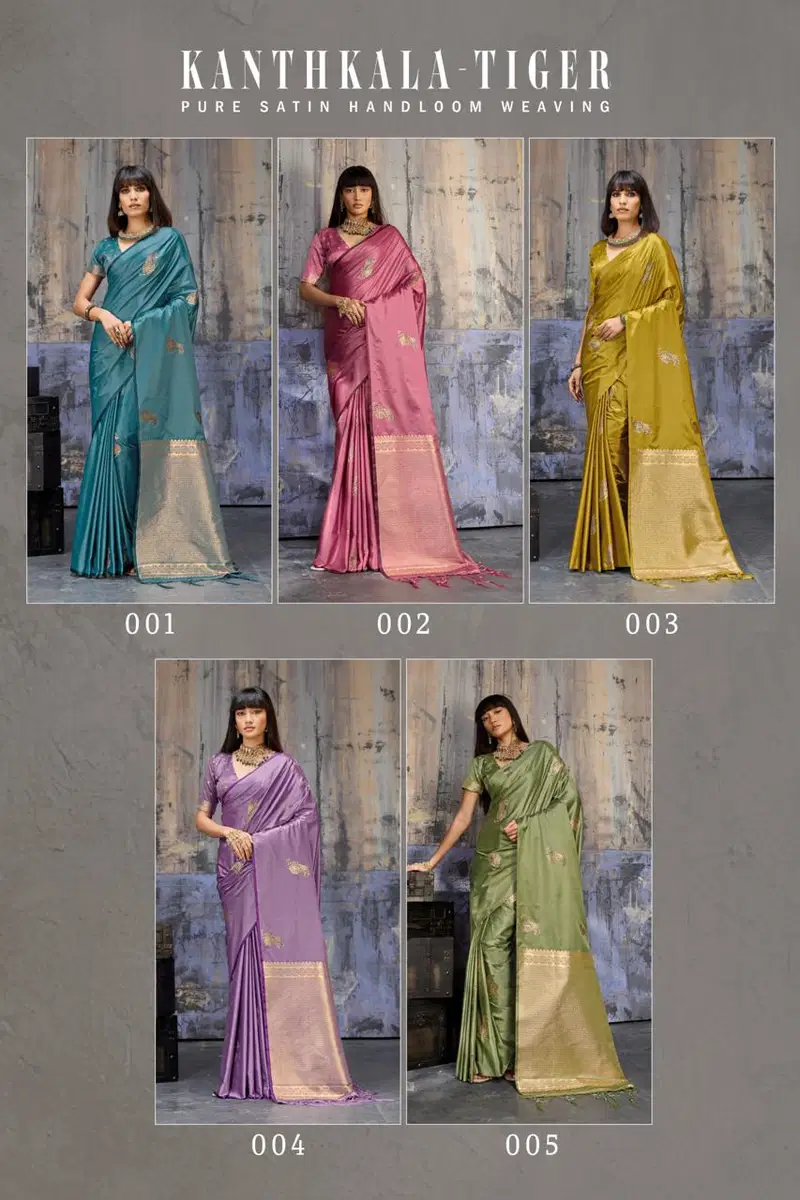 Rajtex Kanthkala Tiger Satin Handloom Weaving Silk Saree Collection Wholesale