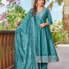 Stylish Aanchi Rabbit Vichitra Silk Embroidered Kurti With Bottom Dupatta Wholesale 2026