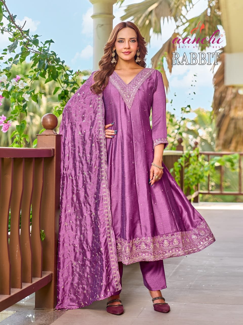 Stylish Aanchi Rabbit Vichitra Silk Embroidered Kurti With Bottom Dupatta Wholesale 2026