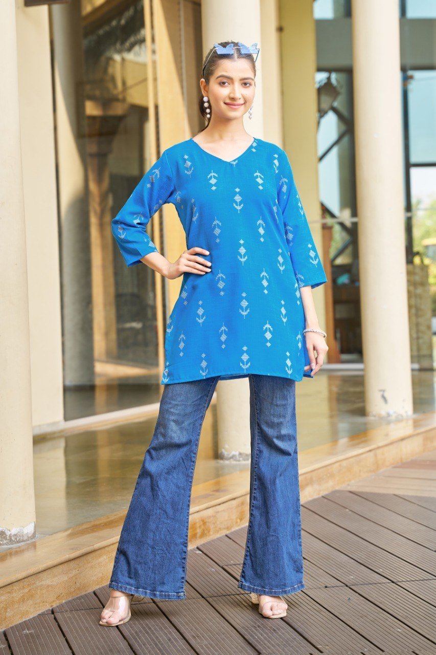 Stylish Lekha Sal 33 Poly Rayon Printed Tunic Style Top Wholesale 2026