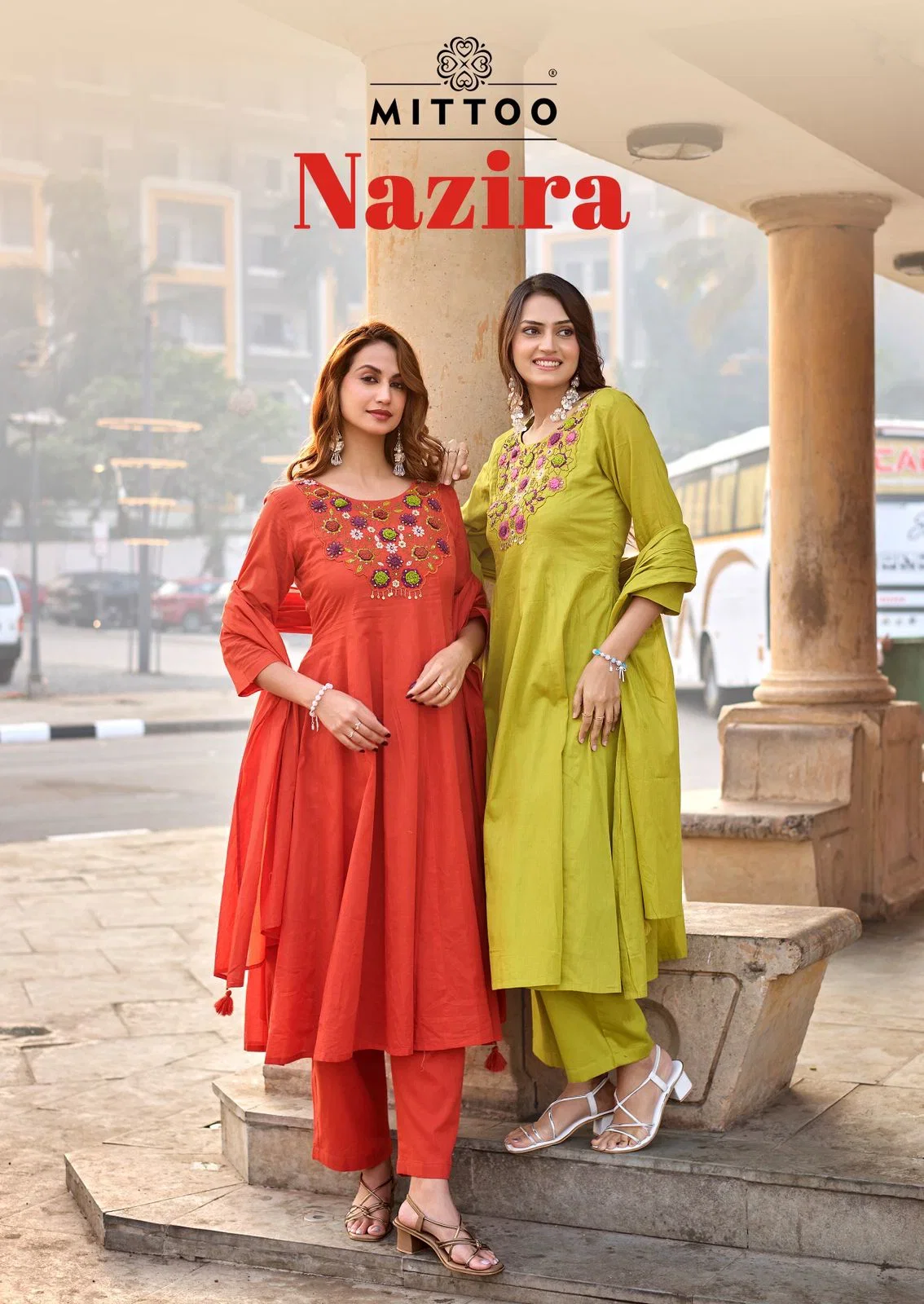 Mittoo Nazira Mul Cotton Handwork Kurti With Pant Dupatta Collection Wholesale