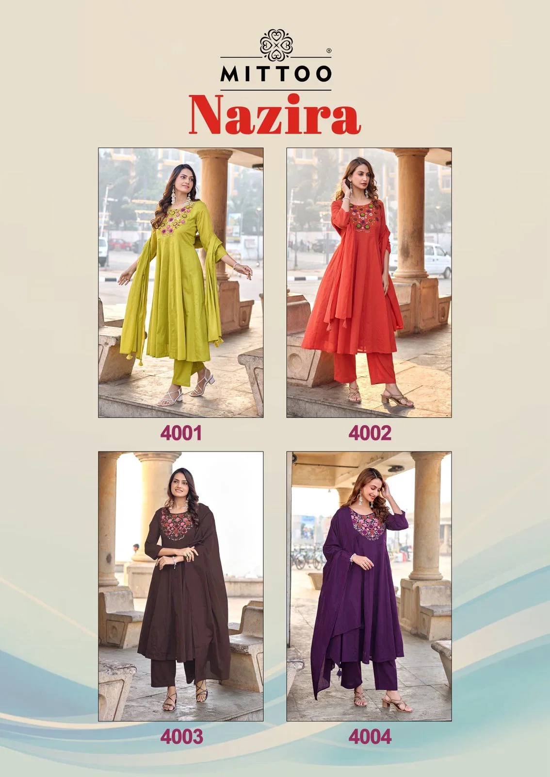 Launching Mittoo Nazira Mul Cotton Handwork Kurti With Pant Dupatta Collection Wholesale 2026